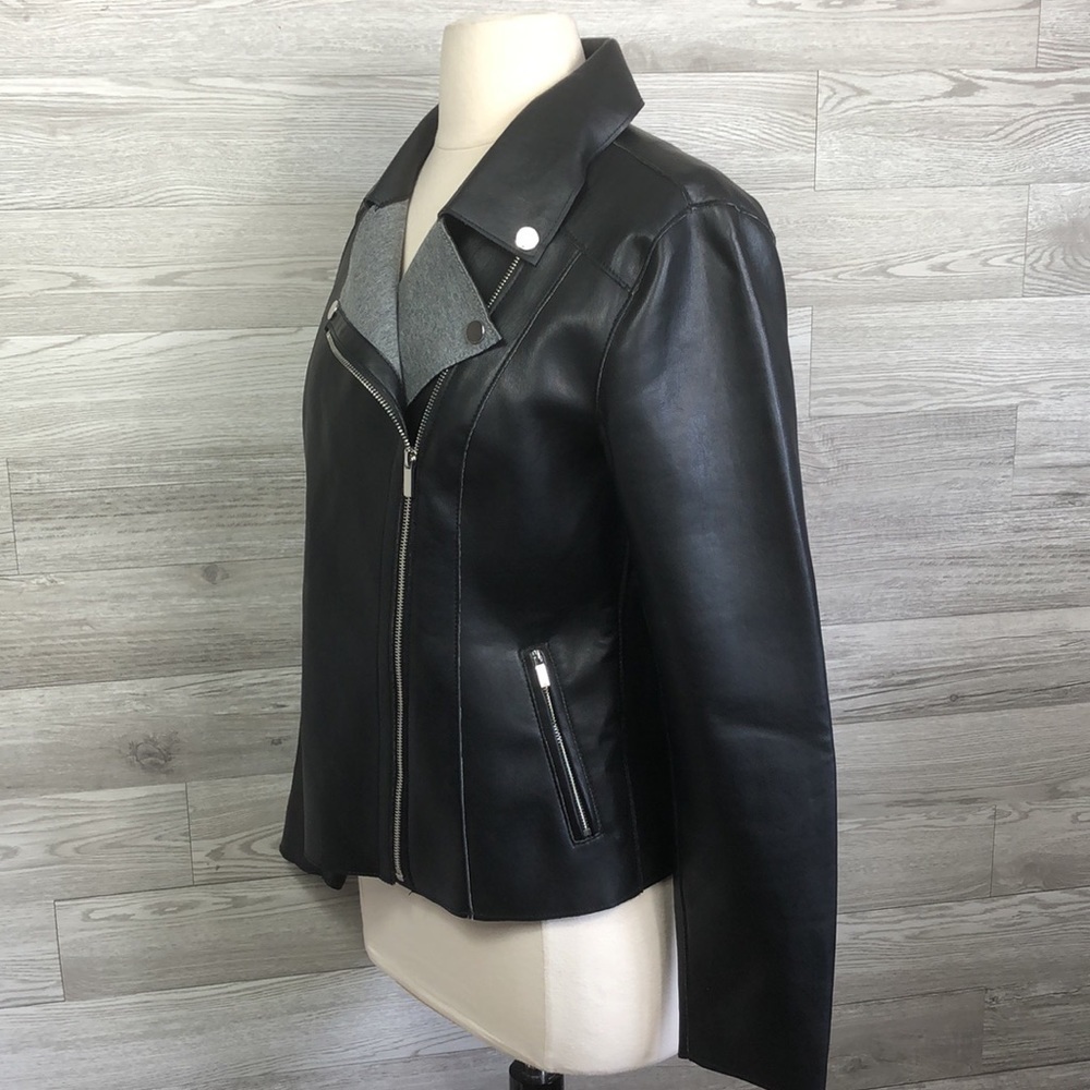 Bagatelle Vegan Leather Moto Jacket Small Black - Picture 2 of 8